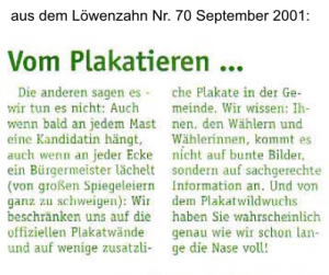 Ausriss aus dem Löwenzahn Nr. 70 September 2001